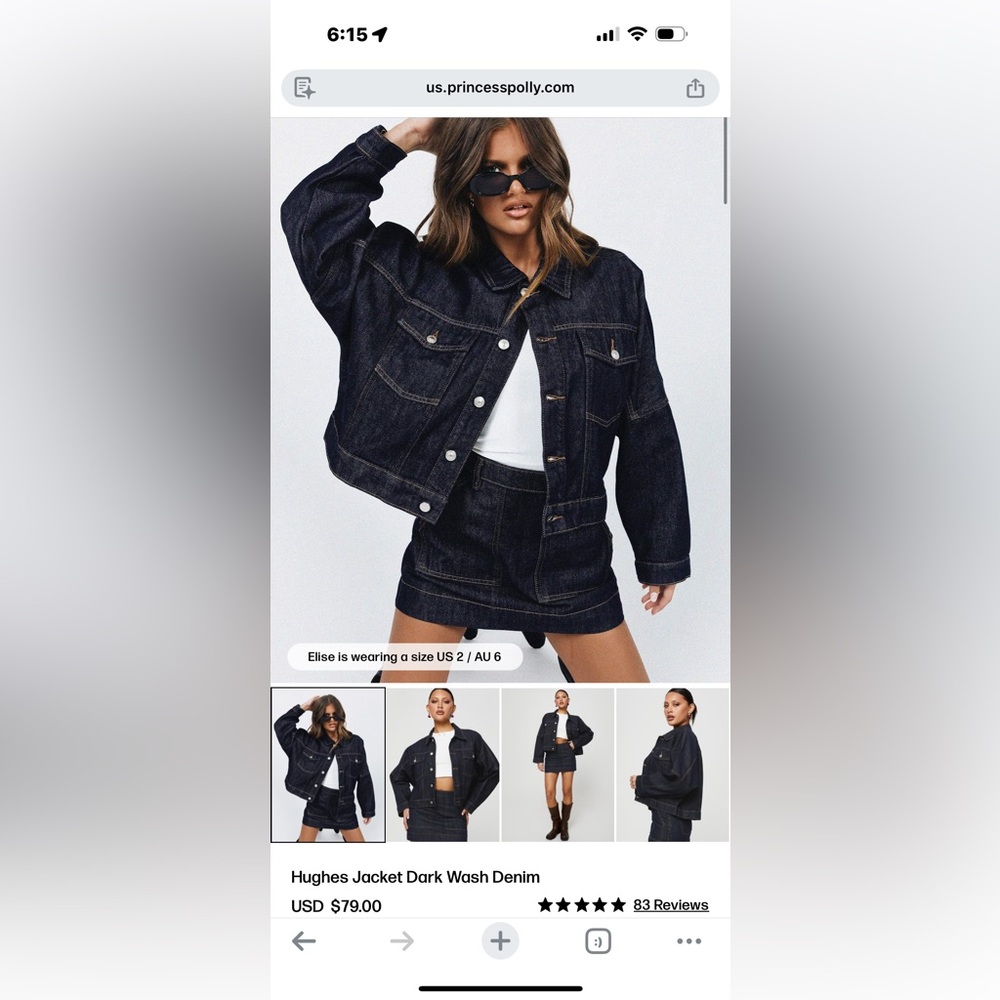 Princess Polly Hughes Dark Wash Denim Jacket